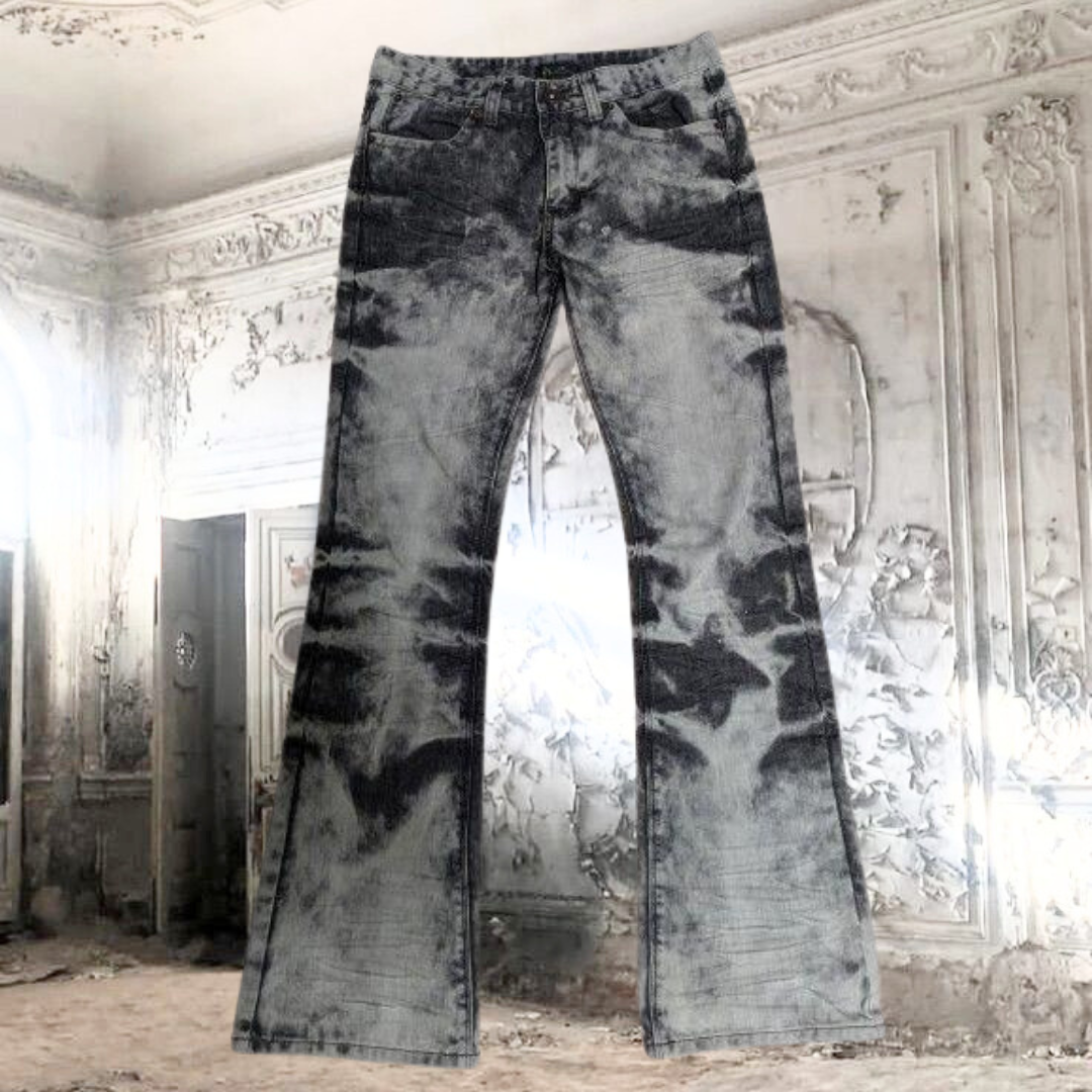 Black CavirA Flared Denim