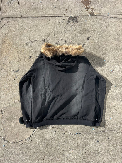 Yauri (Personal Brand) Oversized Studded Fur Zip Up Hoodie