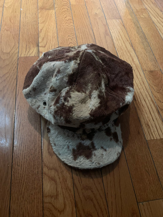 Cow Print Fur Cadet Hat