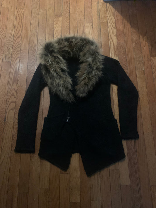 Fuga Asymmetrical Fur Cardigan (Free Size)